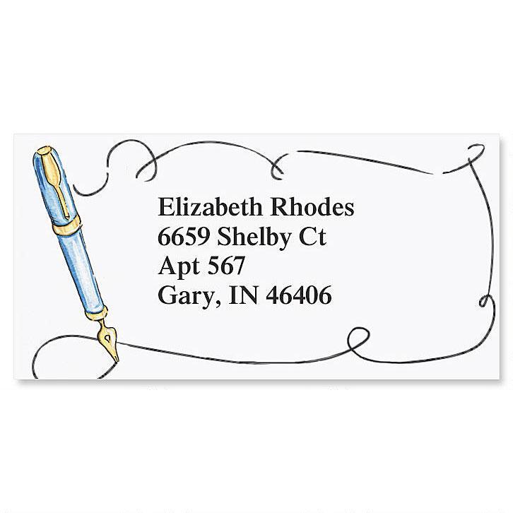 Calligraphy Pen Border Return Address Labels | Colorful Images