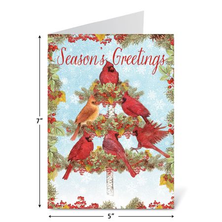 Lang Cardinal Christmas Weihnachtskarten - 18 Karten Mit Umschlägen, Leinenprägung & Glitzer