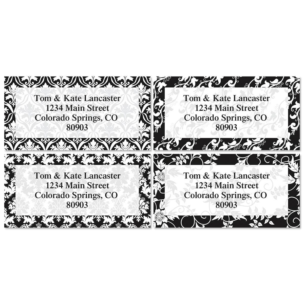 Elegant in Black Vintage Border Return Address Labels | Colorful Images