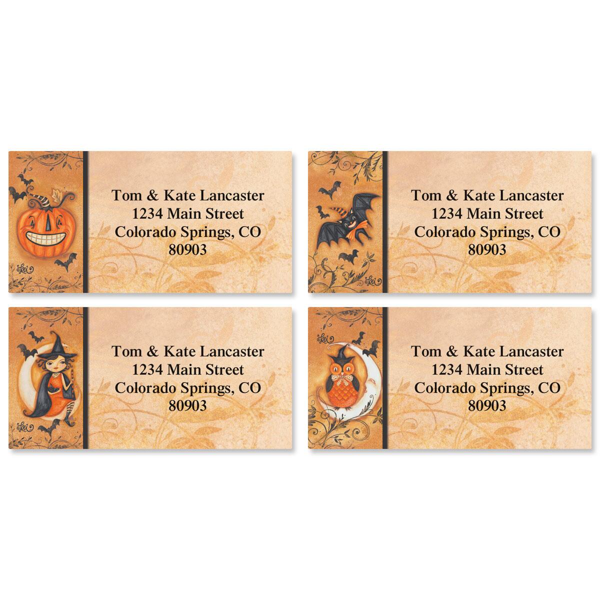 Filigree Fright Halloween Border Return Address Labels (4 Designs