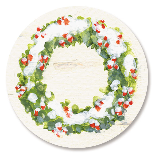 Personalized Nativity Wreath Address Labels & Seals | 20 Self-Stick Return Labels