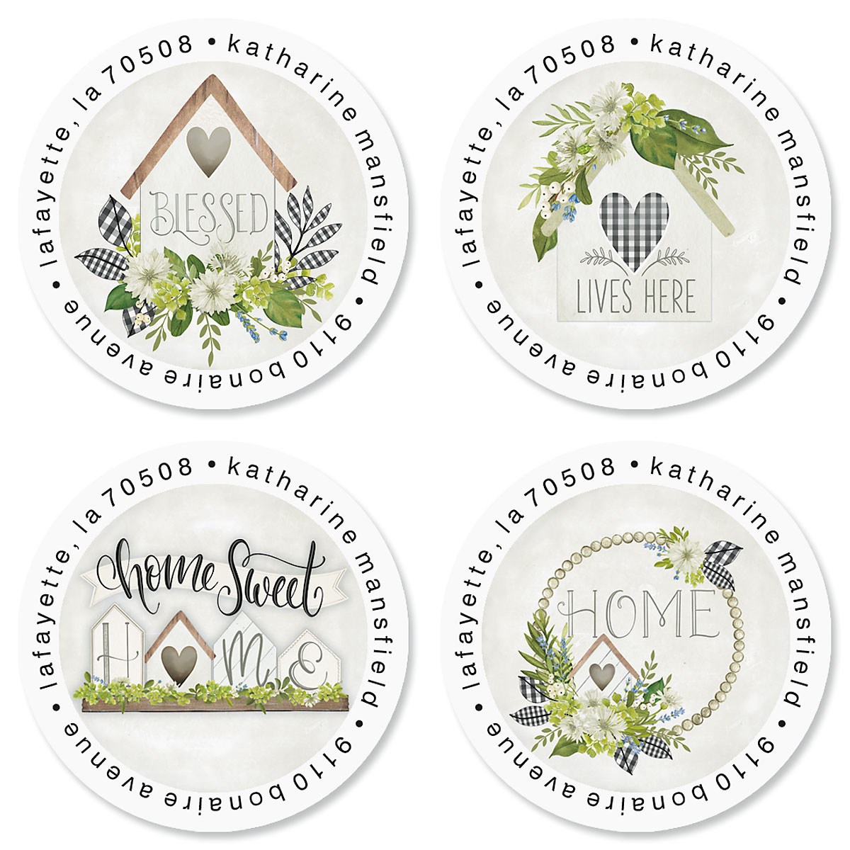 Home Sweet Home Round Return Address Labels | Colorful Images