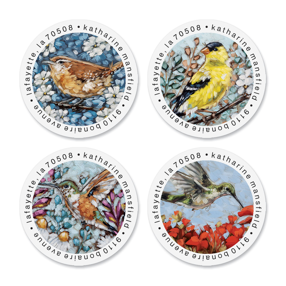 Spring Animals Label Spring Songs Round Return Address Labels | Colorful Images