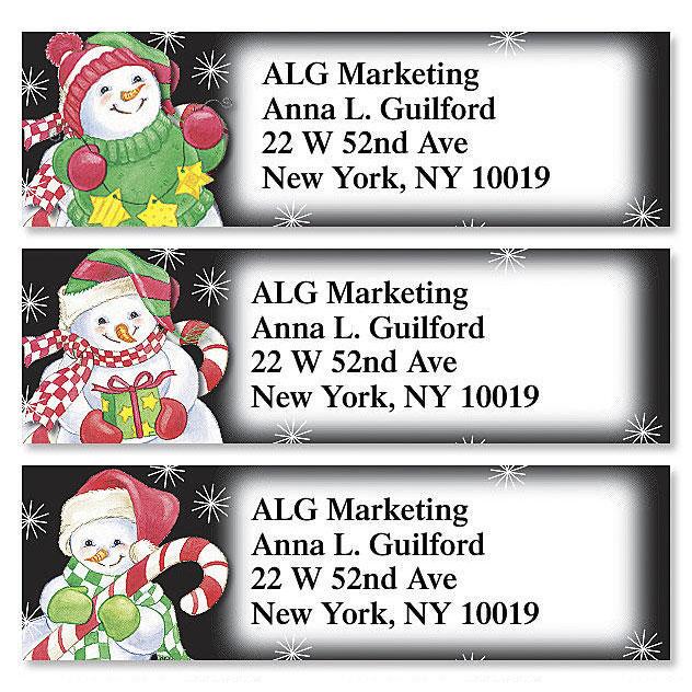 Happy Snowmen Classic Return Address Labels | Colorful Images