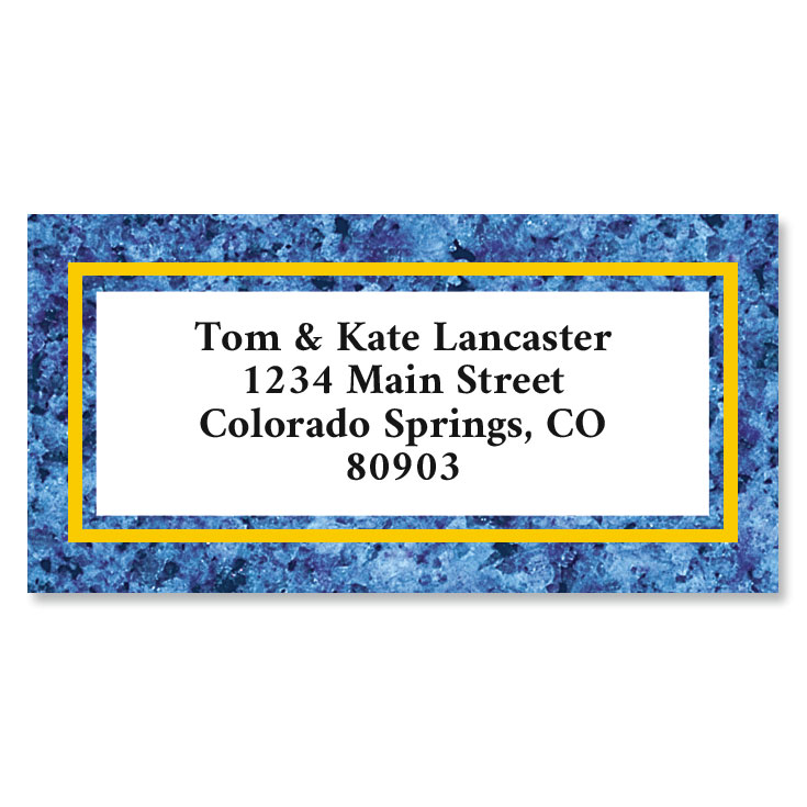 Blue Granite Border Return Address Labels | Colorful Images