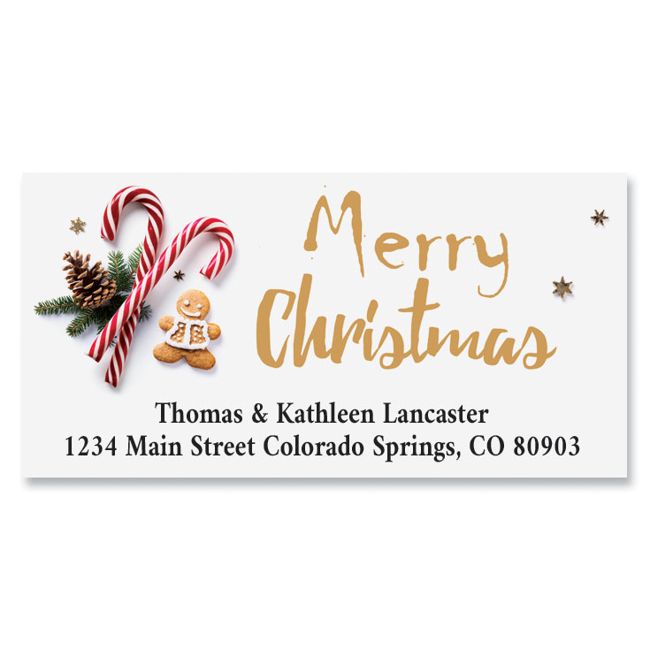 Christmas Candy Canes Deluxe Return Address Labels | Colorful Images