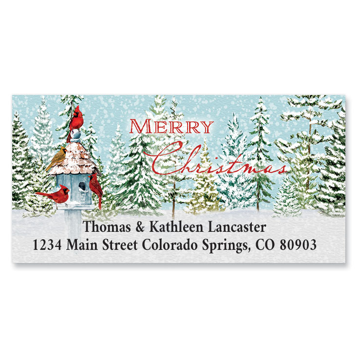 Birdhouse Cardinals Deluxe Return Address Labels | Colorful Images