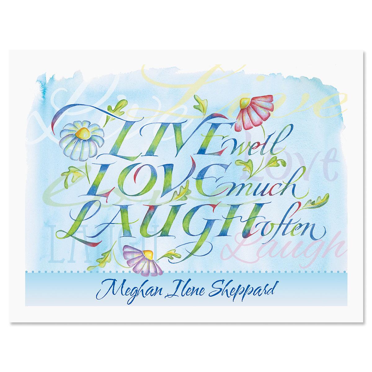 Live, Love, Laugh Custom Note Cards | Colorful Images