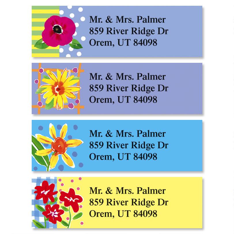 Pearlized Address Label Painted Petals Classic Return Address Labels | Colorful Images