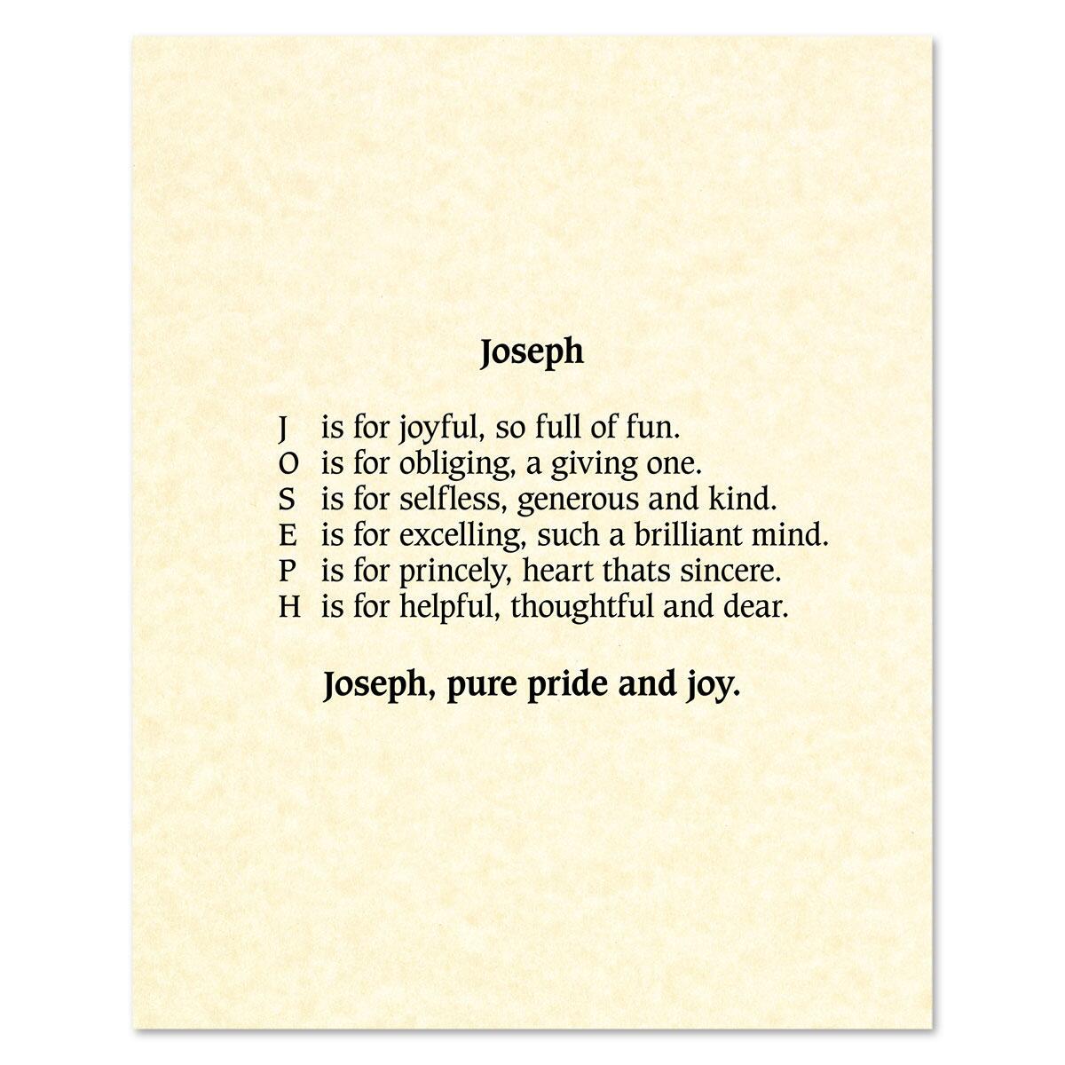 Parchment Cream Name Poem Print | Colorful Images