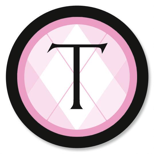 Pink & Black Argyle Initial Envelope Seals