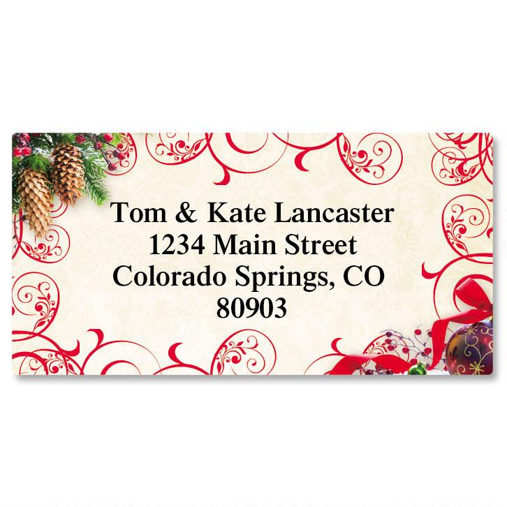 Ruby Wishes Christmas Border Return Address Labels | Colorful Images