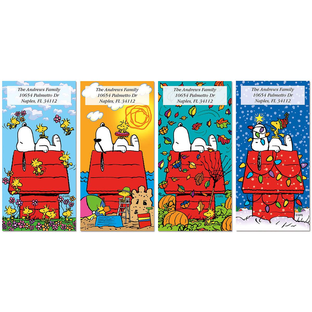 SNOOPY 4 Seasons Oversized Return Address Labels | Colorful
