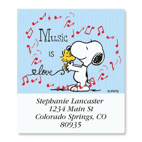 Snoopy Music Select Return Address Labels | Colorful Images