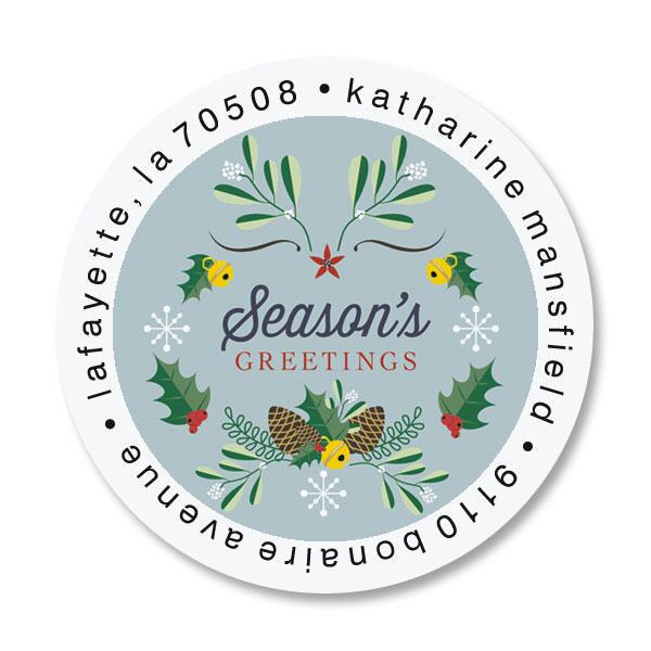Winter Laurel Round Return Address Labels