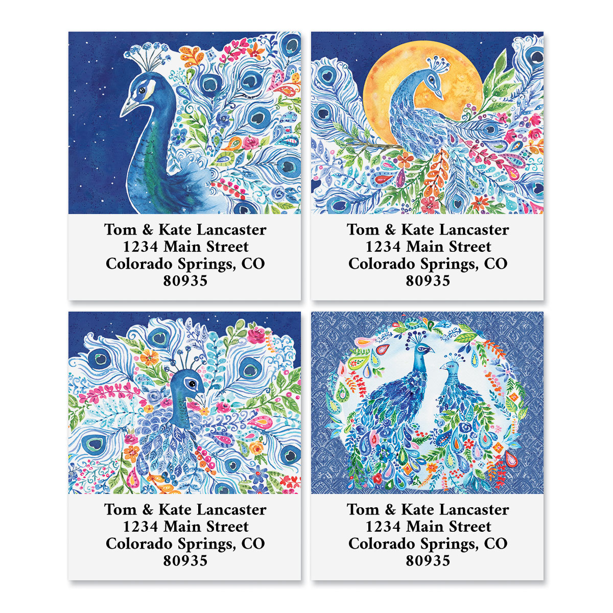 Proud Peacock Select Return Address Labels (4 Designs) | Colorful Images