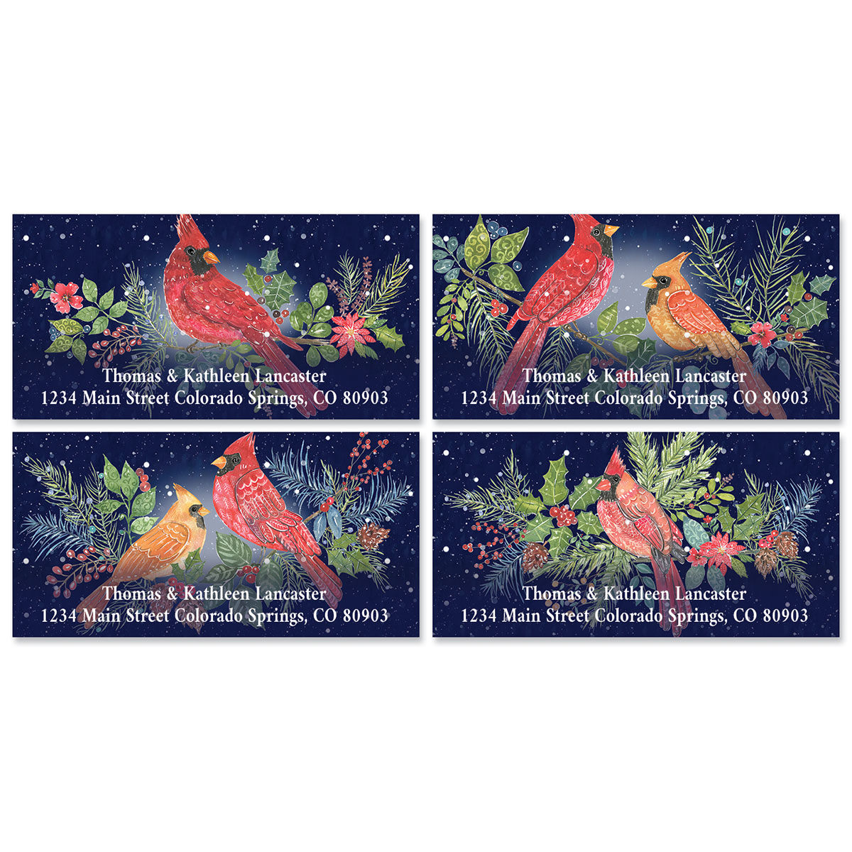 Birch Cardinals Deluxe Return Address Labels (4 Designs) | Colorful Images