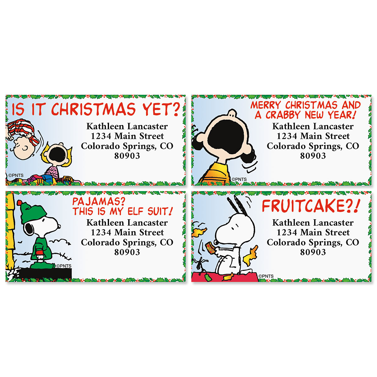 peanuts-christmas-capers-border-return-address-labels-colorful-images for Christmas Address Labels Printable Free PEANUTS Christmas Capers Border Return Address Labels | Colorful Images for Christmas Address Labels Printable Free