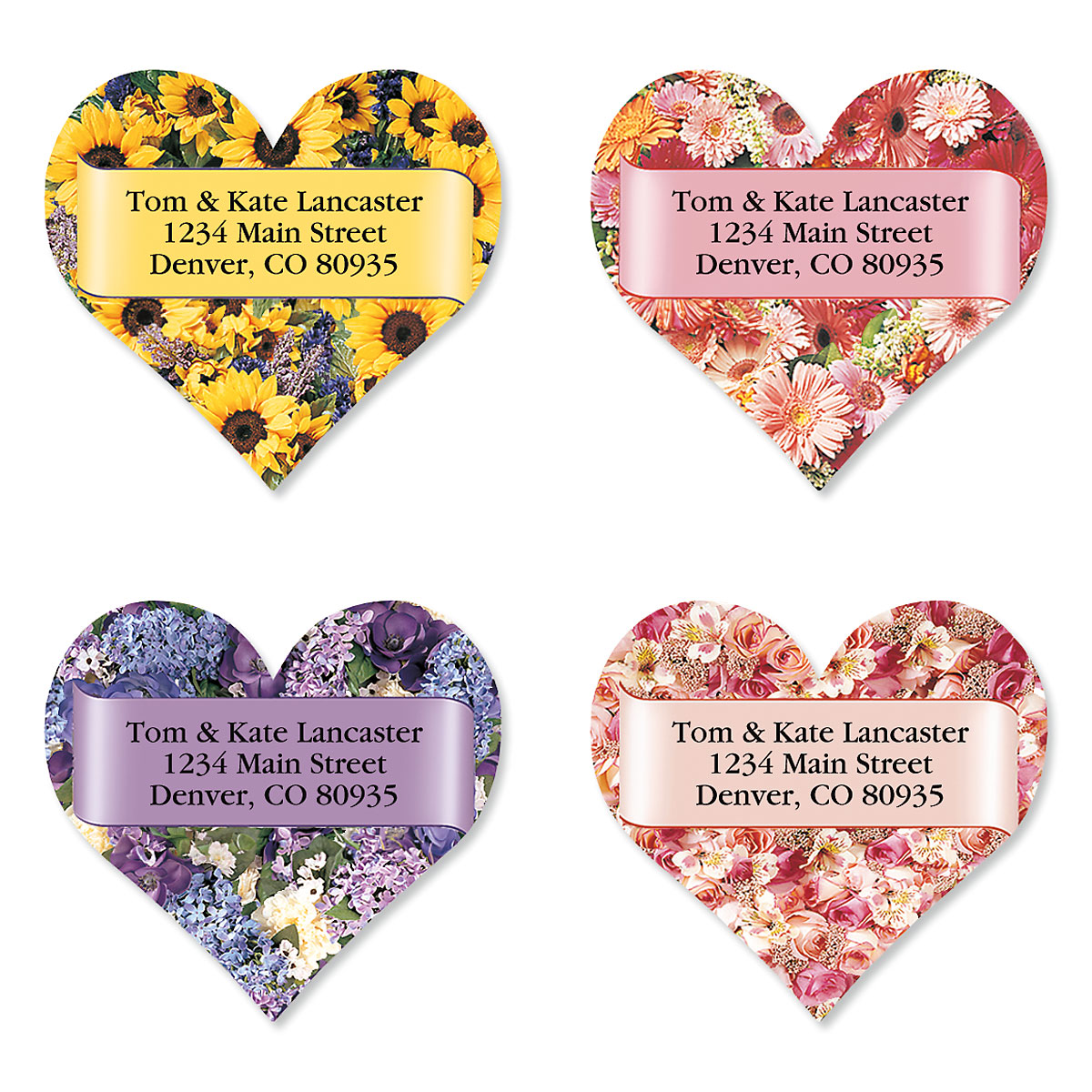 Address Labels Heart Heart Blossoms Diecut Return Address Labels | Colorful Images