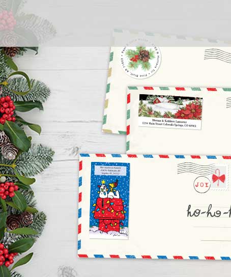 24 Christmas labels stickers return Address with graphic Personalised Gold
