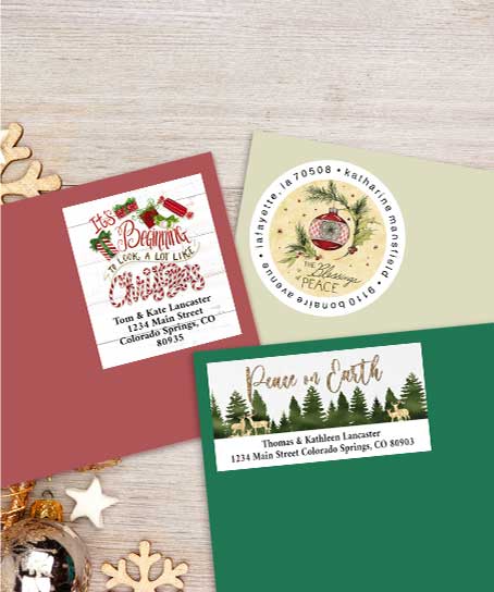 Shop Christmas Greetings Address Labels at Colorful Images