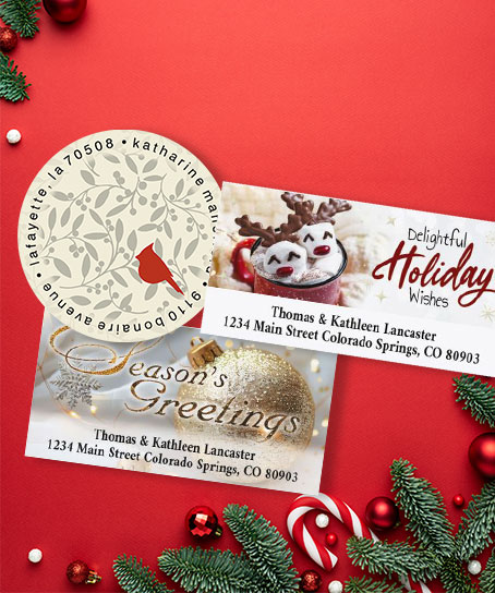 Shop Christmas Greetings Address Labels at Colorful Images