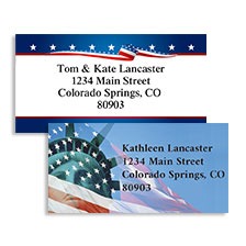 Patriotic Labels at Colorful Images